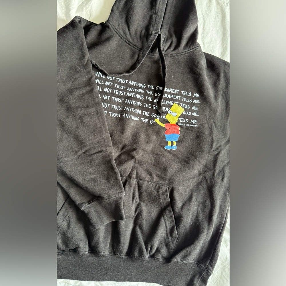 Men's Black Hoodie with Cartoon Graphic